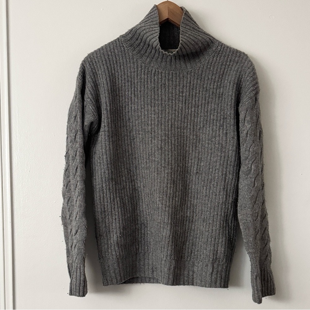 Gentle Herd XXS Women’s Grey Cashmere Wool Turtleneck Sweater